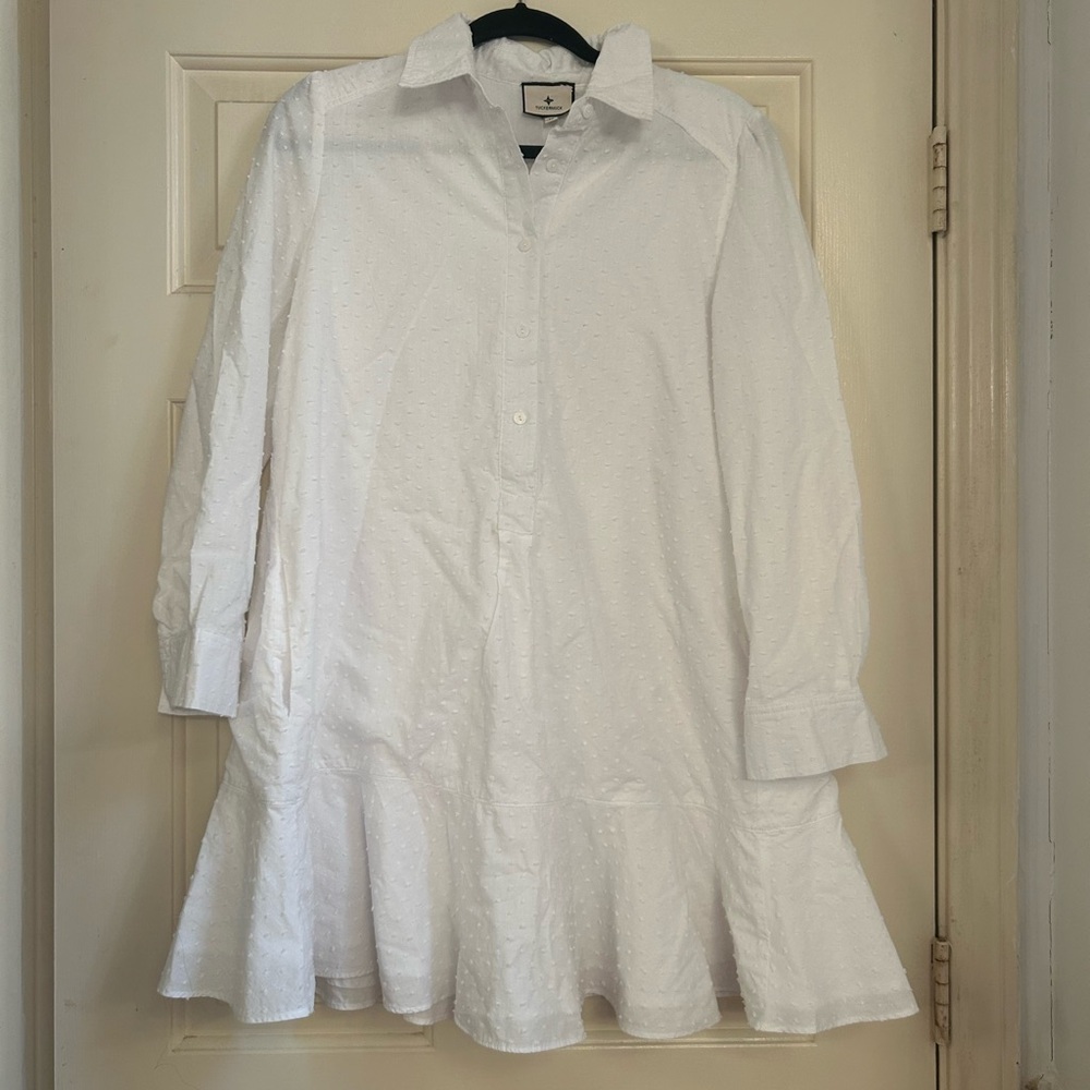 Tuckernuck White Swiss Dot Callahan Dress Medium - Picture 2 of 7
